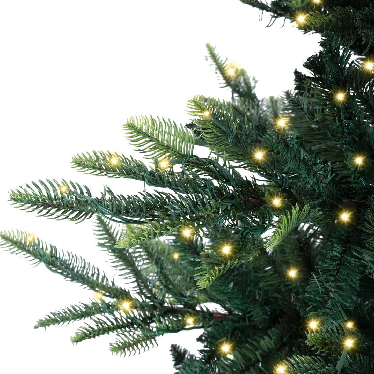 Naomi Home 6.5ft Nordic Christmas Tree with Lights, Realistic Charming Prelit with 921 Branch Tips, 500 Warm Lights and Metal Stand, Aritificial Tree