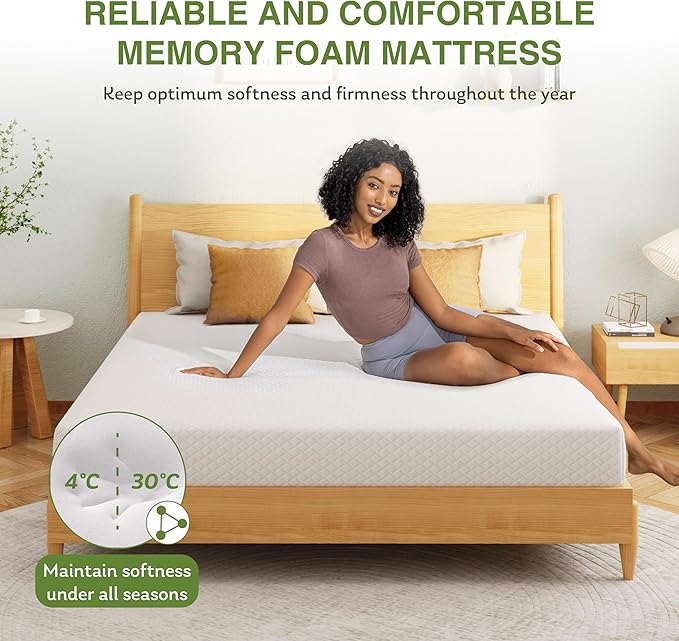 EGOHOME 6 Inch Twin Mattress for Kids, Memory Foam Mattress with Cooling Green Tea Gel, Relieve Pressure with Medium Firm Support, CertiPUR-US Certified, 75''L x 38''W, White