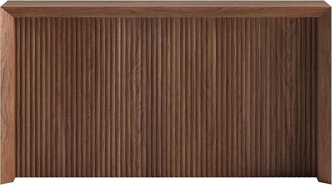 Henn&Hart 56'' Wooden Rectangular Fluted Console Table Entryway Table, Sofa Table for Entryway, Living Room, Couch, Hallway, or Office, Satin Walnut