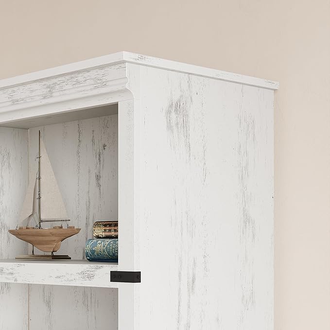 IDEALHOUSE 5 Tier Bookcase, Farmhouse Book Shelf with Storage, Tall Book Case Wooden 5 Shelf Bookcase for Home Office, Living Room, Bed Room (White, 67.4" H x 24.6" W x 12.8" D)