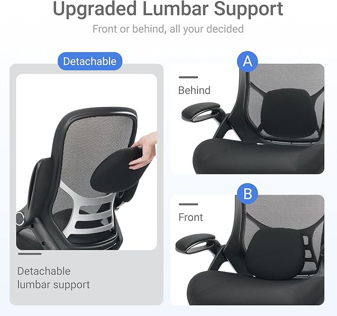 HYLONE Big and Tall 400lbs Heavy Duty Office Chair, 5" Thickened Seat Ergonomic Desk Chair with Adjustable Armrests, Home Office Computer Chairs for Long Hours Mesh Executive Chair(Black)