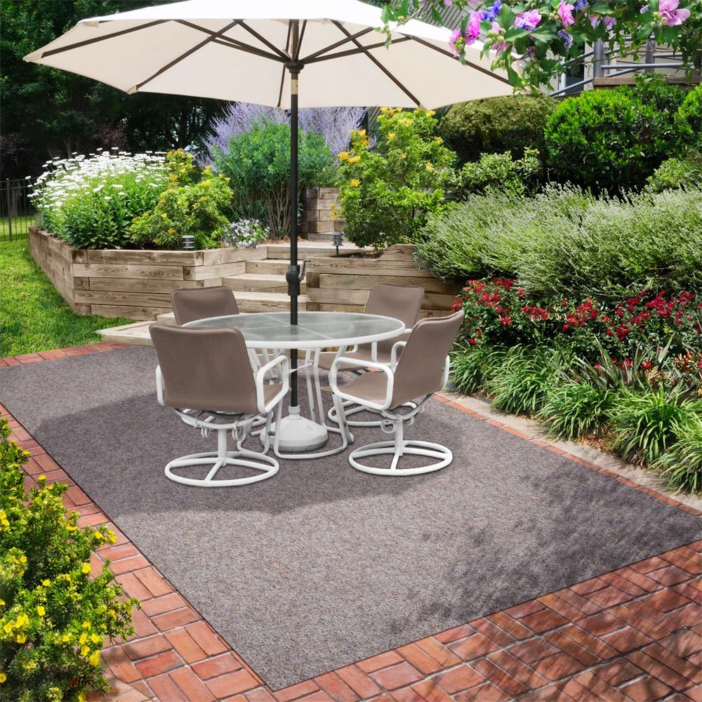House, Home and More Indoor Outdoor Carpet with Rubber Marine Backing - Brown - 6 Feet x 15 Feet - Durable, UV-Resistant - Adds Color and Comfort to Your Deck, Patio or Other Outdoor Rug Space.