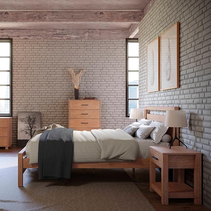 Grain Wood Furniture Loft King Size Solid Wood Bed with an Acacia Finish
