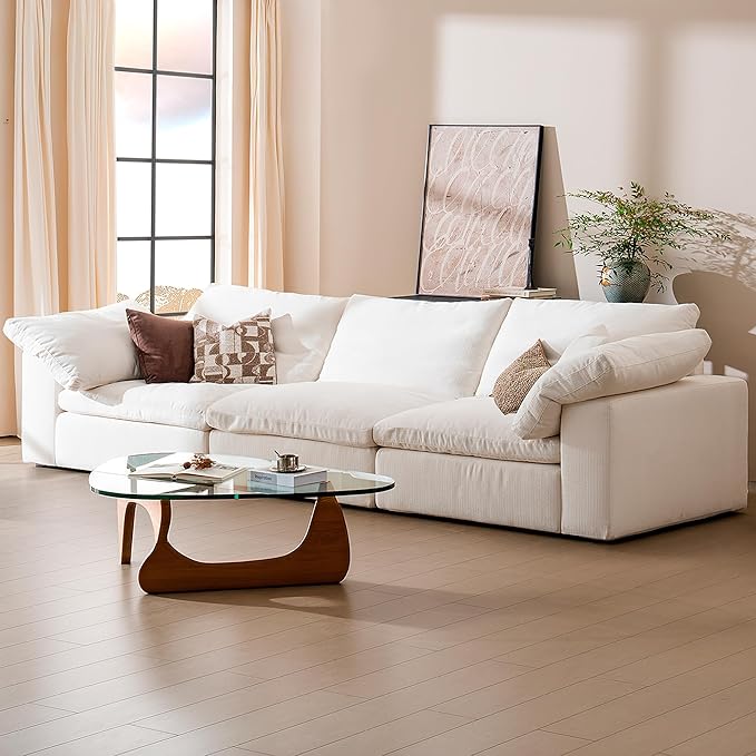 Modular Sectional Sofa, 110.2" L Shaped Modern Sofa Modular Sectional Cloud Couch with Ottoman, Modern Cloud Sectional Couches for Living Room, Deep Seat Sofa with Washable Cover