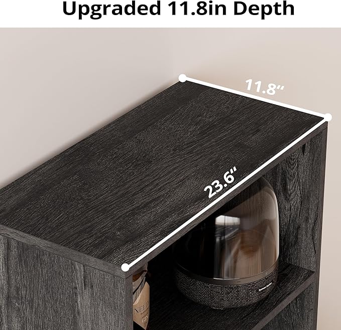 IRONCK Industrial Bookshelves and Bookcases with Doors 11.8 in Depth Floor Standing 5 Shelf Display Storage Shelves Bookcase Home Decor Furniture for Home, Office, Living Room, Bedroom