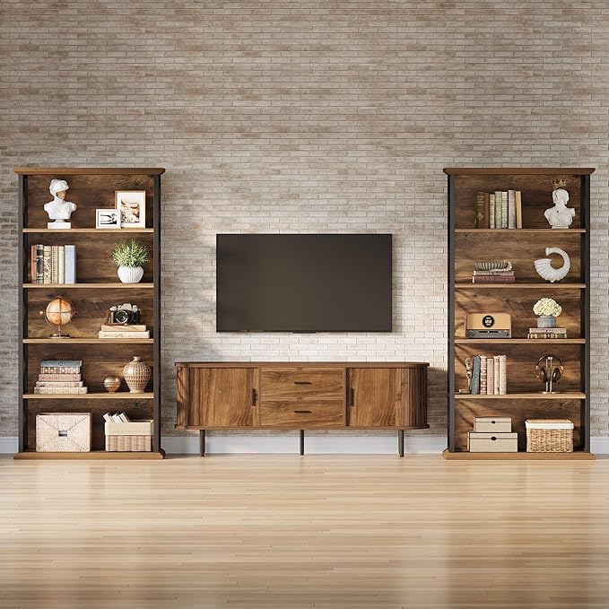 Tribesigns 6-Tier Tall Bookshelf, 71" Industrial Bookcase with Metal Frame, Freestanding Open Storage Shelves for Home Office, Living Room, Bedroom