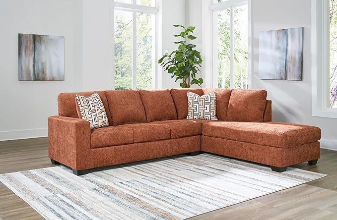 Signature Design by Ashley Aviemore Casual L-Shaped 2-Piece Sectional with Chaise for Living Room, Orange