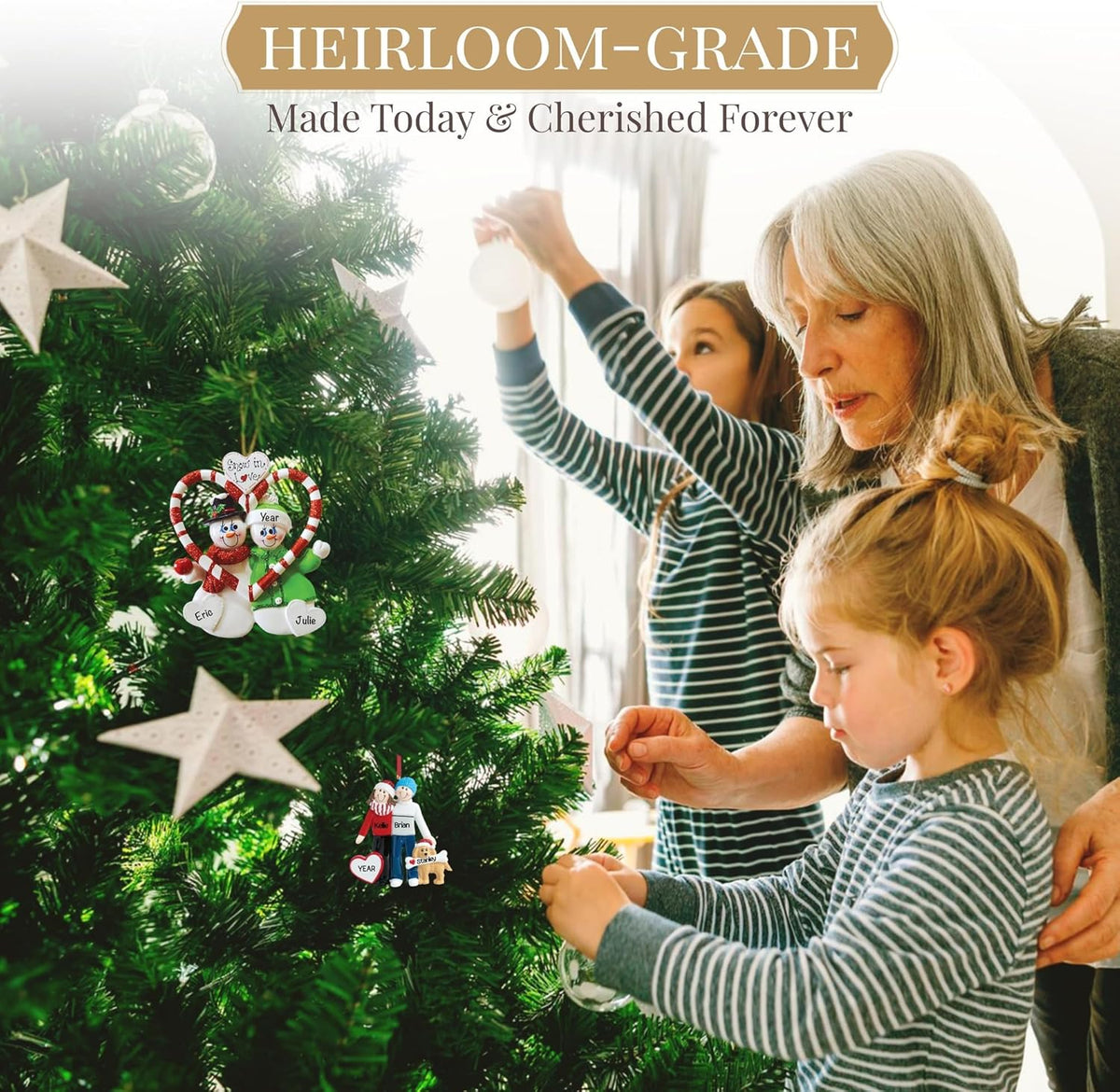 Personalized Couple Ornament 2025 | Free 24h Customization | Laser Engraved Snowman Christmas Ornaments for Tree | Custom Gift Wrapped Family of 2 Festive Holiday Keepsake for Two Persons