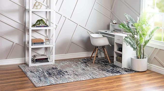 Unique Loom Trellis Frieze Collection Area Rug - Geometric (9' x 12', Blue Multi/ Ivory)