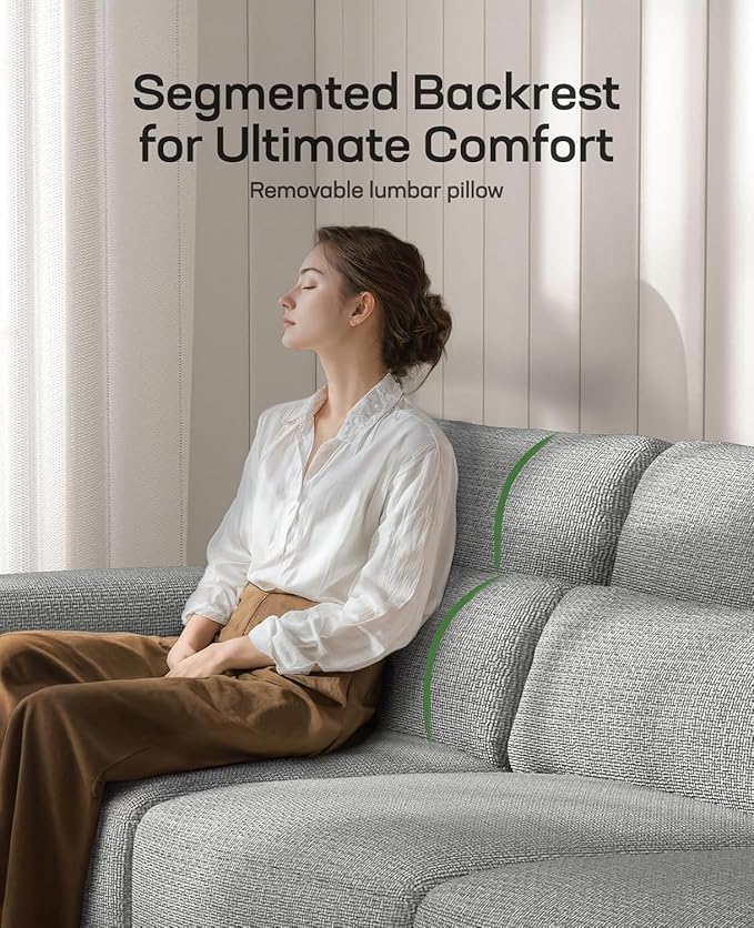 Marsail Modern 65 Inch Linen Fabric Sofa, 2-Seater Couch with Wide Armrests, Deep Cushions & Removable Washable Covers, Comfortable Living Room Furniture, Grey