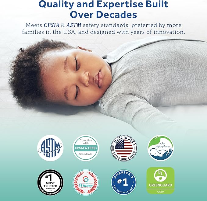 Sealy Baby Flex Cool 2 Stage Breathable Crib Mattress with Toddler Bed Fit, Waterproof & Airy Cotton Cover, 204 Premium Coils, GREENGUARD Gold Certified, Safety & Quality Tested, Made in USA, 52x28"