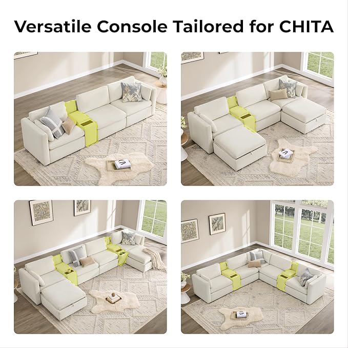 CHITA Oversized Corner Modular Sectional Fabric Sofa Set, FSC Certified Extra Large 5 seat V Shaped Corner Sectional Cloud Couch for Living Room, 106 inch Width,4 Seat and 1 Middle Corner, Linen