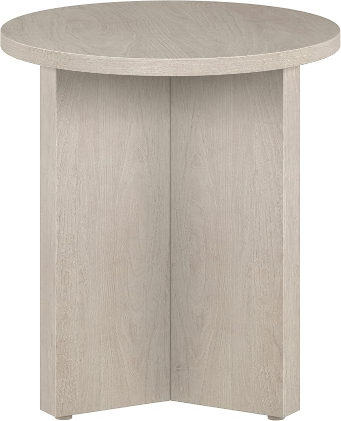 Henn&Hart 20" Wide Round Side Table in Alder White, for Home, Living Room, Bedroom, Entertainment Room or Office