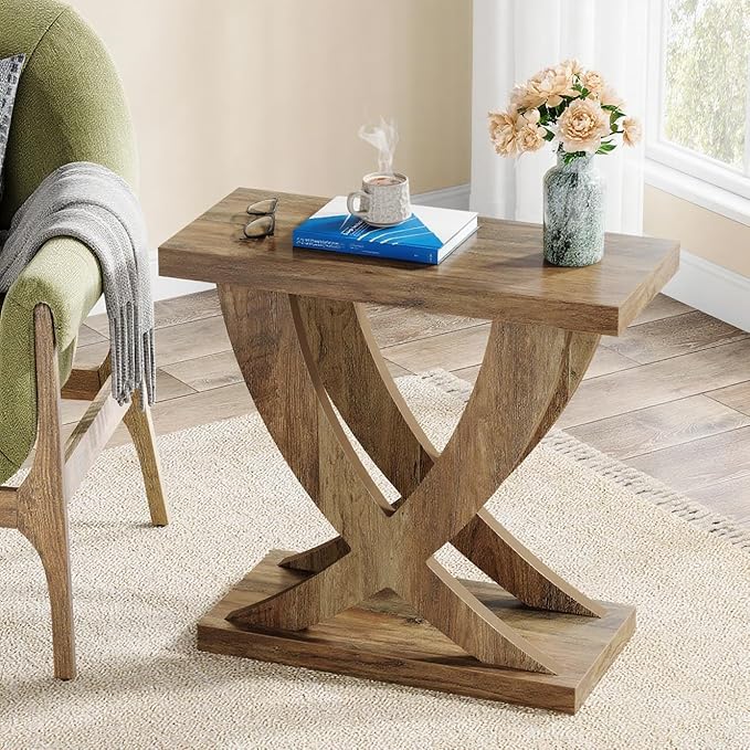 Tribesigns End Table for Living Room with Cross Fishtail Support, Side Table and Farmhouse Accent Furniture for Small Spaces (1)