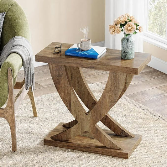 Tribesigns End Table for Living Room with Cross Fishtail Support, Side Table and Farmhouse Accent Furniture for Small Spaces (1)