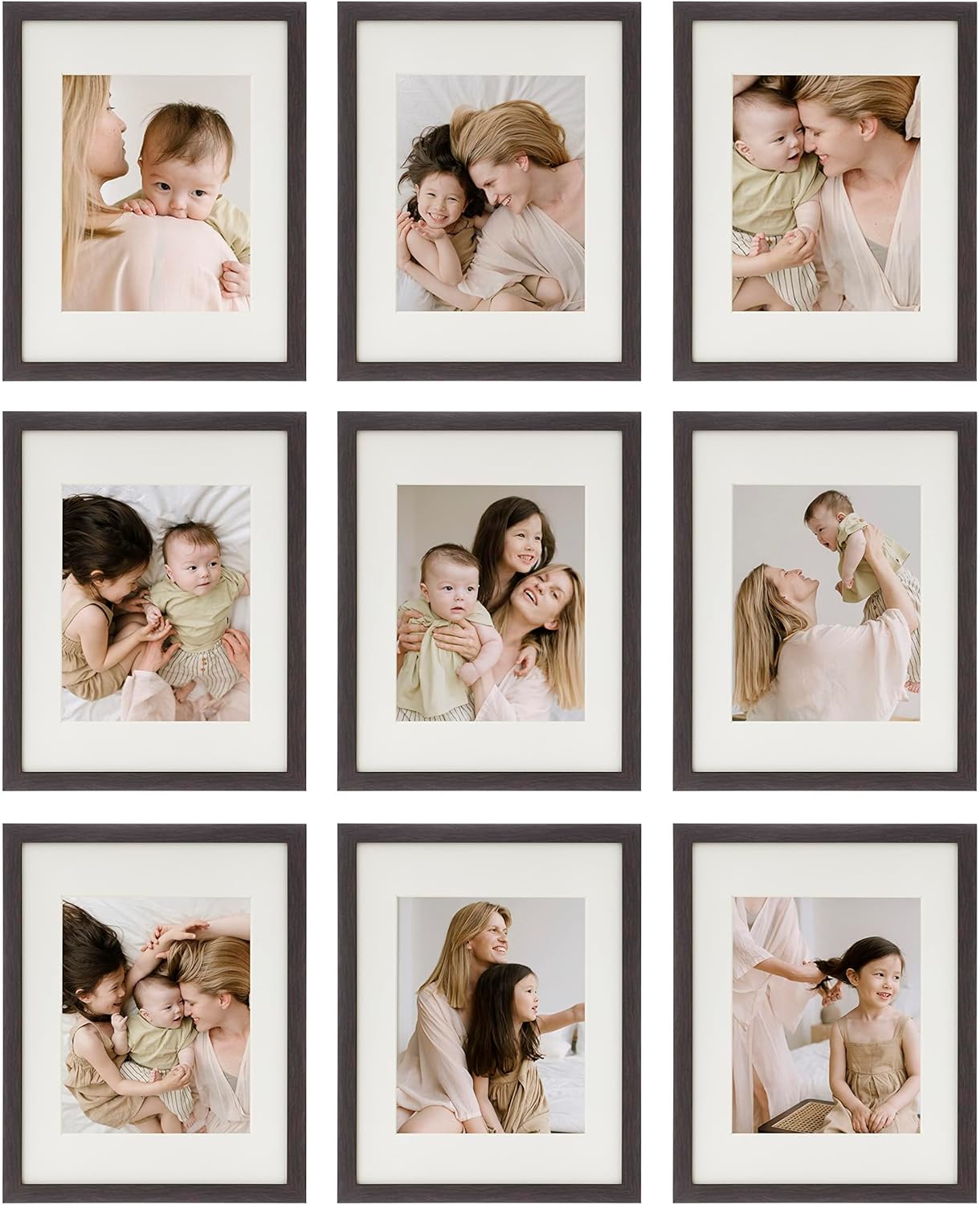 Sheffield Home 9 Piece Gallery Wall Frame Set, 11x14 Inch, Dark Oak