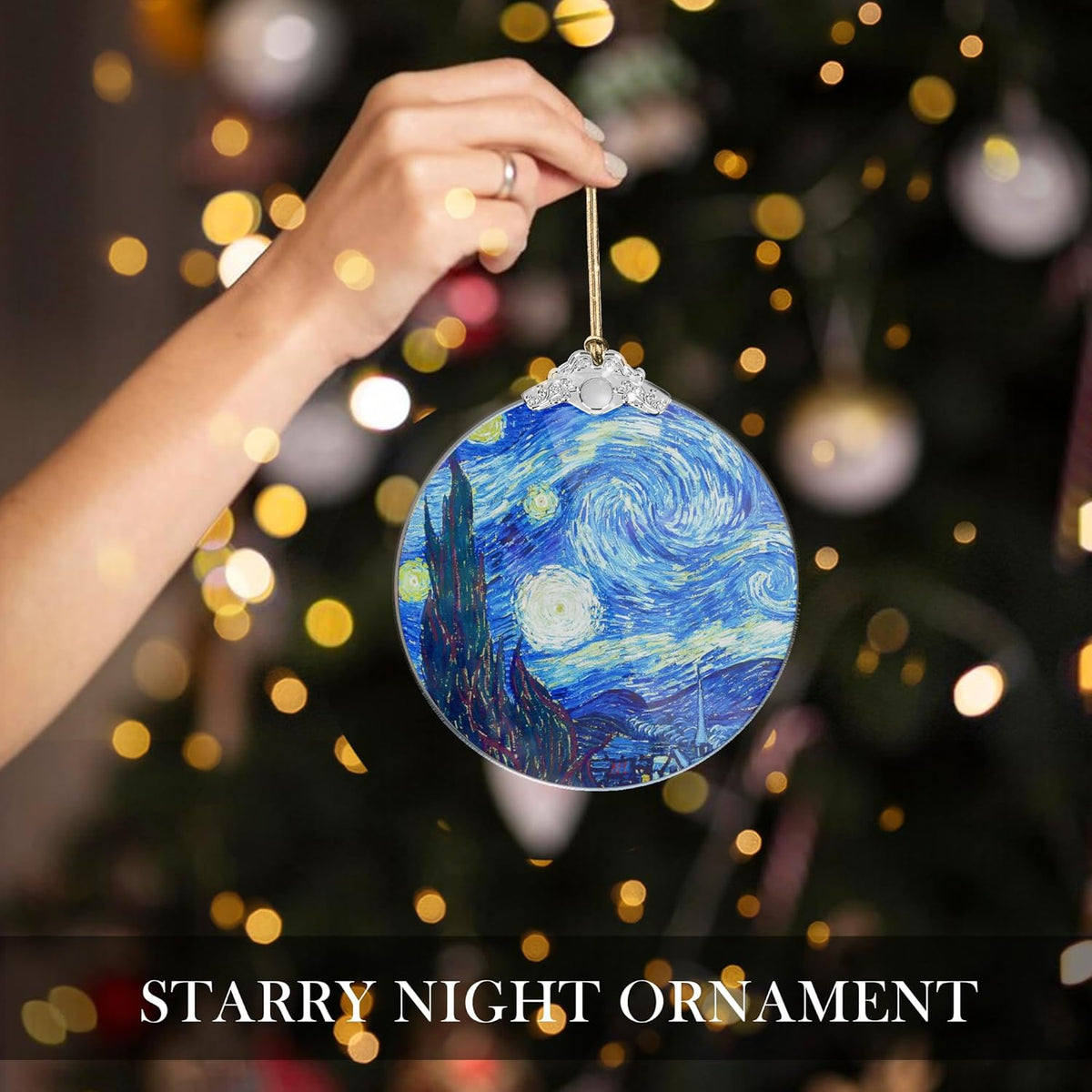 Blue Christmas Ornament 2025, Vintage Christmas Ornaments, Large Christmas Ornaments, Starry Night Inspired Holiday Decor, Elegant Tree Decoration (Starry Night)