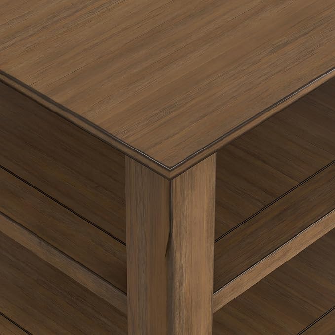 SIMPLIHOME Acadian SOLID WOOD 19 Inch Wide Square Transitional End Table in Rustic Natural Aged Brown, For the Living Room and Bedroom