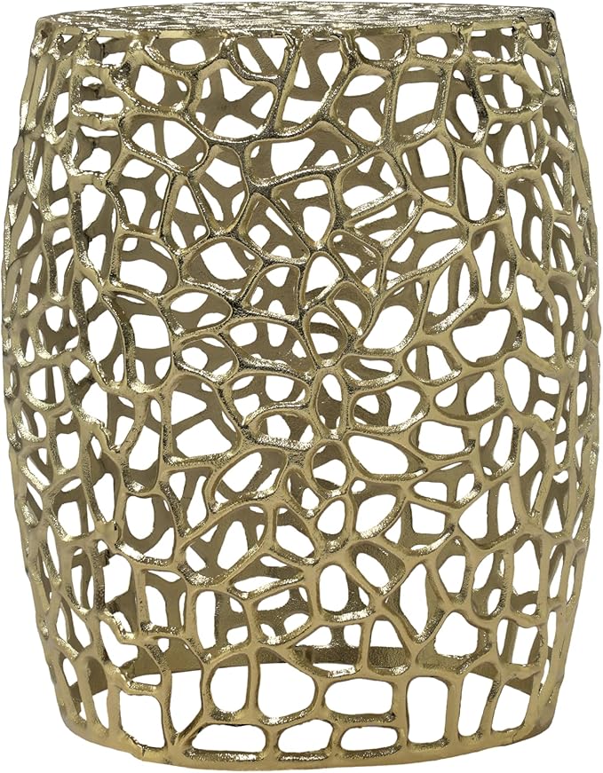 Christopher Knight Home Helast Aluminium Side Table, 14.00'' W Round Sofa Side Table, Modern Indoor Accent Table for Living Room Bedroom Home Office, Abstract Hollow, Gold