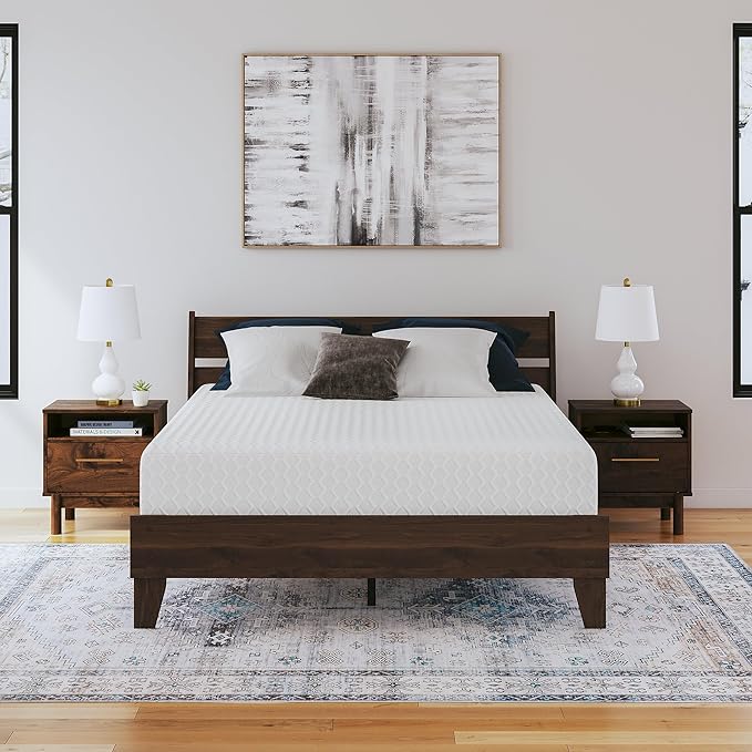 Signature Design by Ashley California King Size Chime 10 Inch Medium Firm Memory Foam Mattresswith Green Tea & Charcoal Gel for Pressure Relief, Fiberglass Free, Mattress In A Box