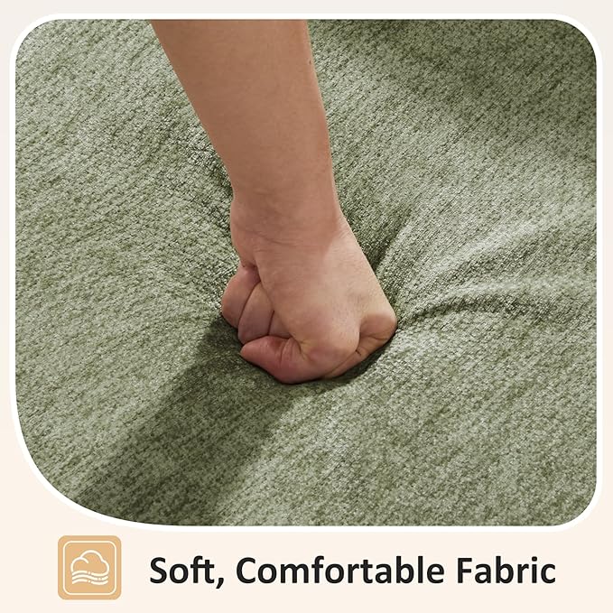 VANOMi 6 Seat Cloud Couches for Living Room, 118" Convertible Modular Cloud Sofas & Couches, Comfy Chenille Sectional Couch Sofa for Apartment, Office, Olive Green, L/U Shaped