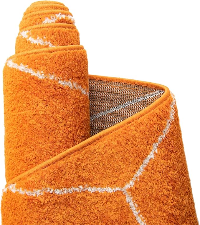 Unique Loom Trellis Frieze Collection Area Rug - Geometric (8' Round, Orange/ Ivory)