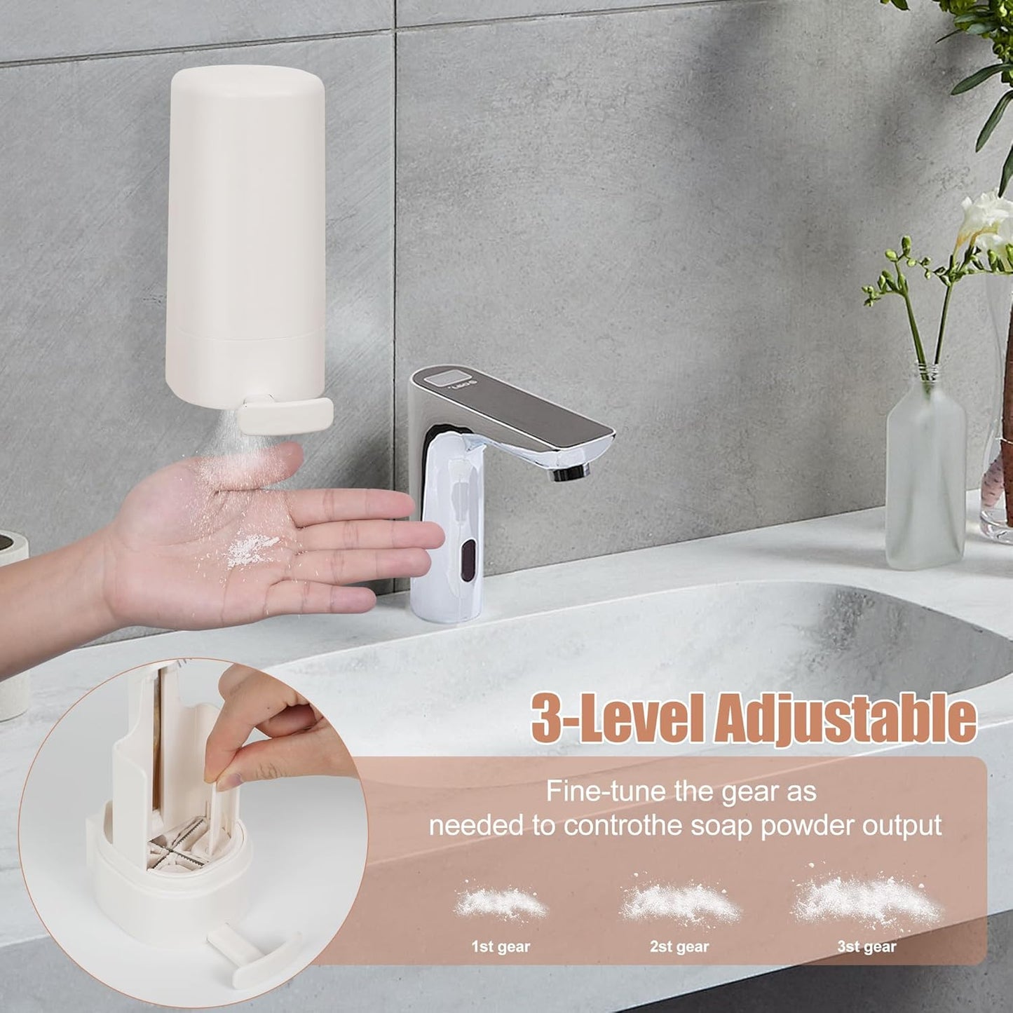 Bar Soap Dispenser & Grinder - Wall-Mounted Hygienic Soap Shaver with One-Touch Operation, No Drilling Easy Install for Bathroom/Kitchen (White, NO SOAP) - Perfect for Handmade Soap & Skincare