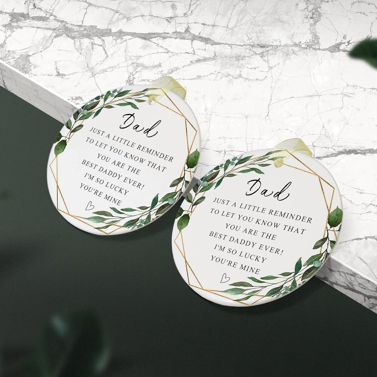 Dad Ornament 2025 - Christmas and Father's Day Gift From Son & Daughter - Forever Ornament for Father's Birthday - Best Dad Ever - Double-Sided Printing 2.9"