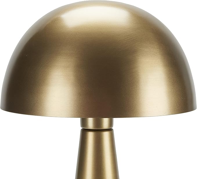 Nourison Home 16" Antique Gold Metal Mushroom Table Lamp, Modern, Retro, Desk Light for Bedroom, Dining, Office, Entryway