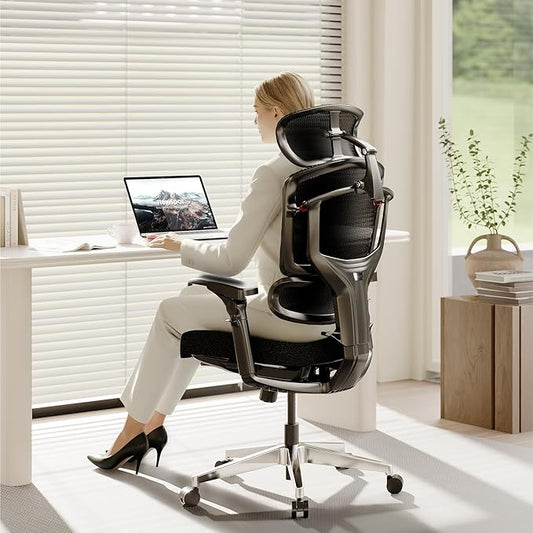 FLEXISPOT ErgoX-PRO Ergonomic Office Chair with Footrest Black – 5D Lumbar, 7D Armrests, 4D Headrest, 551LB Capacity, Cloudtech Cushion – Office, Gaming, Bedroom