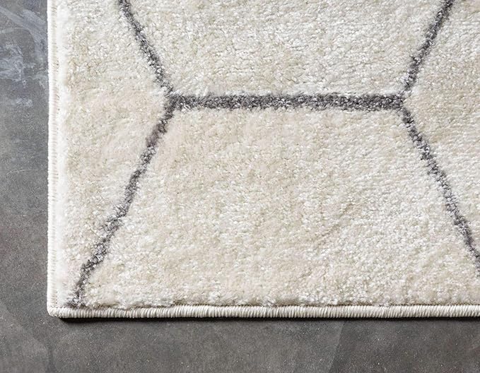 Unique Loom Trellis Frieze Collection Area Rug - Geometric (9' x 12' 2", Ivory/ Gray)