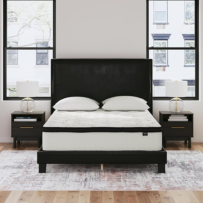 Signature Design by Ashley Full Size Chime 10 Inch Medium Firm Hybrid Mattress with Cooling Gel Memory Foam for Pressure Relief, Fiberglass Free, Mattress In A Box