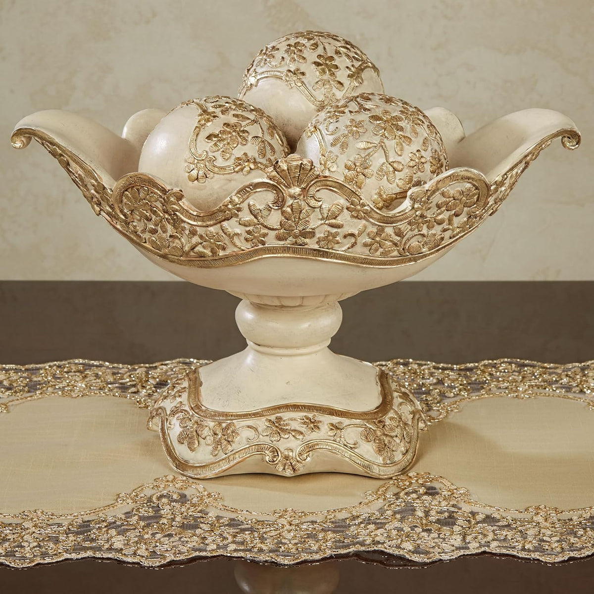 Floressa Decorative Centerpiece Bowl and Orbs Set of Four