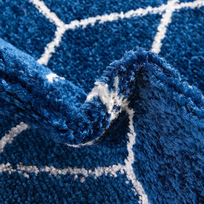 Unique Loom Trellis Frieze Collection Area Rug - Geometric (3' Square, Navy Blue/ Ivory)