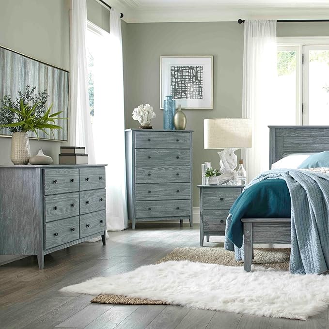 Grain Wood Furniture Greenport Solid Wood Platform Bed, Full Size, Brushed Grey