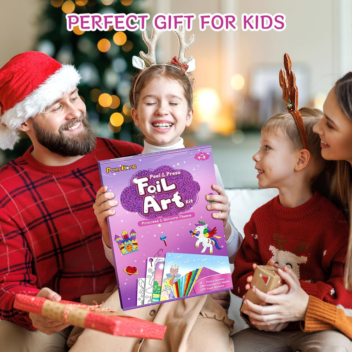 PERRYHOME Foil Arts and Crafts for Kids Ages 4-8 -DIY Unicorn & Princess Foil Foam Stickers Fun,Mess Free Kids Crafts,Creative Christmas Birthday Gifts Toys for 4 5 6 7 8 Year Old Girls