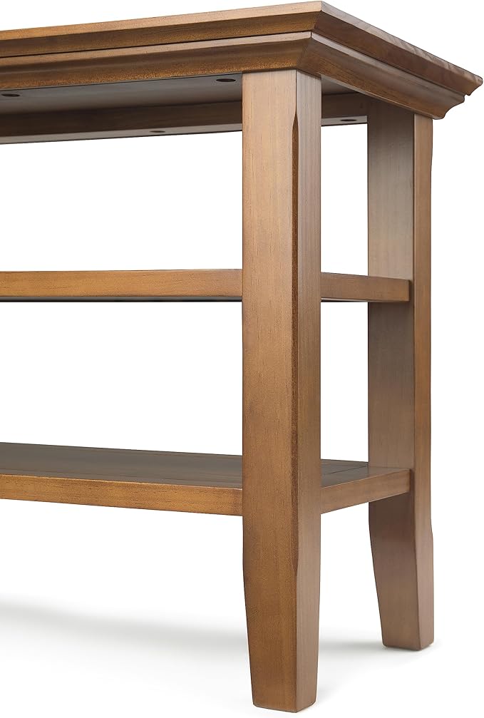 SIMPLIHOME Acadian 14-inch Wide Solid Wood Narrow End Table in Light Golden Brown, Transitional-Style Side Table for Living Room, Bedroom, or Family Room with 2 Open Shelves