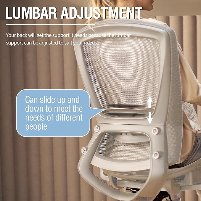 ELABEST T96 Mesh Office Chair,Ergonomic Computer Desk Chair,Sturdy Task Chair- Adjustable Lumbar Support & Armrests,Tilt Function,Comfort Wide Seat,Swivel Home Office Chair