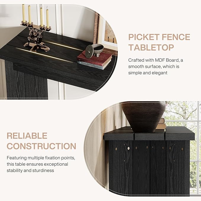 Tribesigns 70.9-Inch Extra Long Console Table, Farmhouse Sofa Console Table with Widened Tabletop, Entryway Accent Tables with Sturdy Double Pedestal for Living Room (Black)