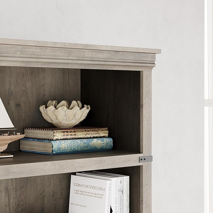 IDEALHOUSE 5 Tier Bookcase, Farmhouse Book Shelf with Storage, Tall Book Case Wooden 5 Shelf Bookcase for Home Office, Living Room, Bed Room (Grey, 67.4" H x 24.6" W x 12.8" D)