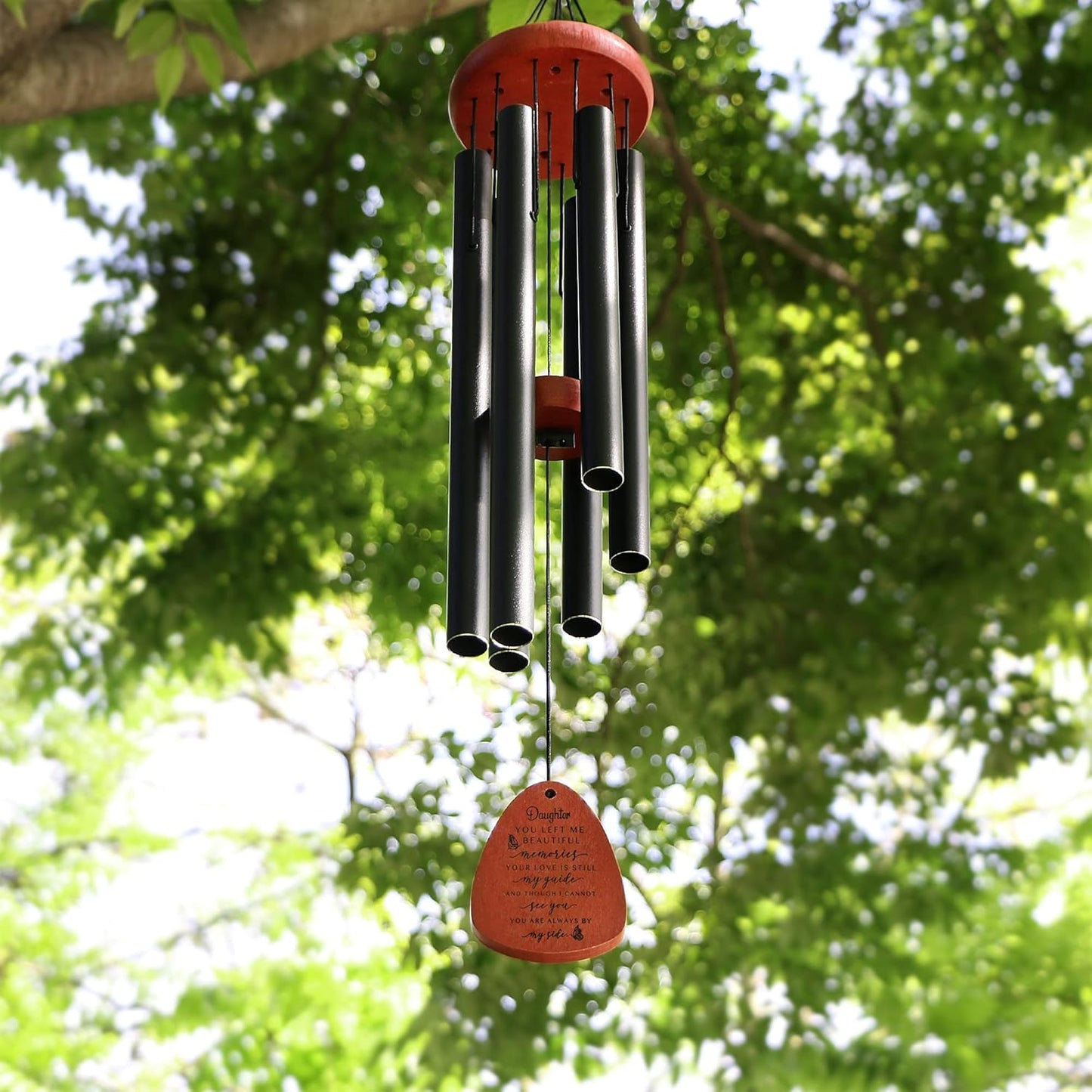 Memgift Memorial Wind Chime for Loss of Loved One - Sympathy Gift for Daughter - Outdoor Remembrance Wind Chime for Garden, Patio, Yard 32 Inch