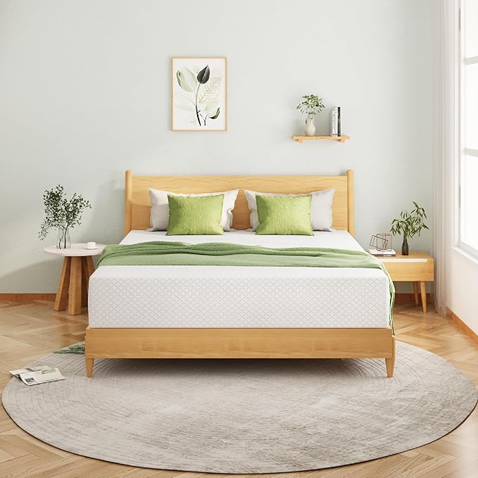 EGOHOME King Size Memory Foam Mattress, 12 Inch Bed Mattress in a Box with Cooling Green Tea Gel, Relieve Pressure with Medium Support, CertiPUR-US Certified, 80''L x 76''W, White