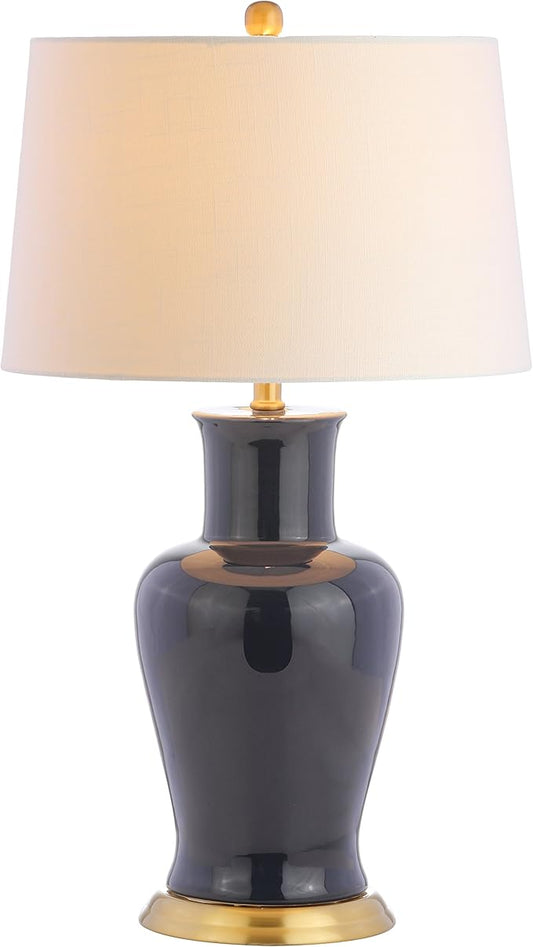 JONATHAN Y JYL4026B Julian 29" Ceramic LED Table Lamp Traditional Transitional Bedside Desk Nightstand Lamp for Bedroom Living Room Office College Bookcase LED Bulb Included, Navy