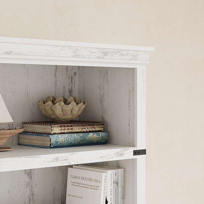 IDEALHOUSE 5 Tier Bookcase, Farmhouse Book Shelf with Storage, Tall Book Case Wooden 5 Shelf Bookcase for Home Office, Living Room, Bed Room (White, 67.4" H x 24.6" W x 12.8" D)