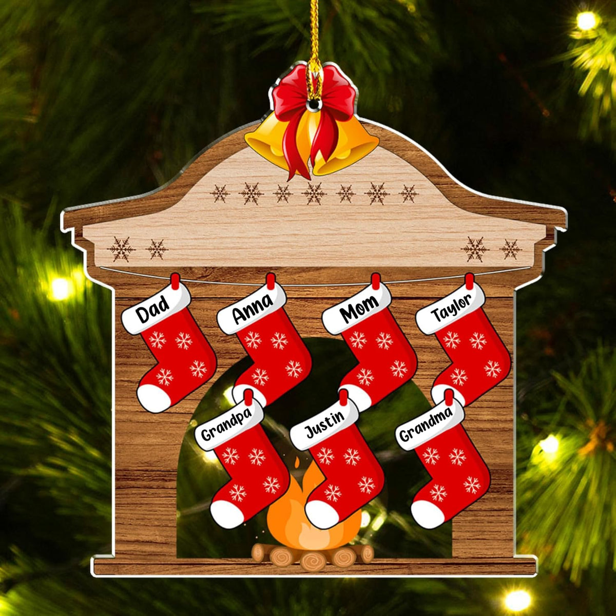 Stocking Personalized Family Christmas Acrylic Ornament 2025-3D Inflated Effect Custom Name Hanging Stock up to 10 Members, First Xmas as A Family Ornament Gifts