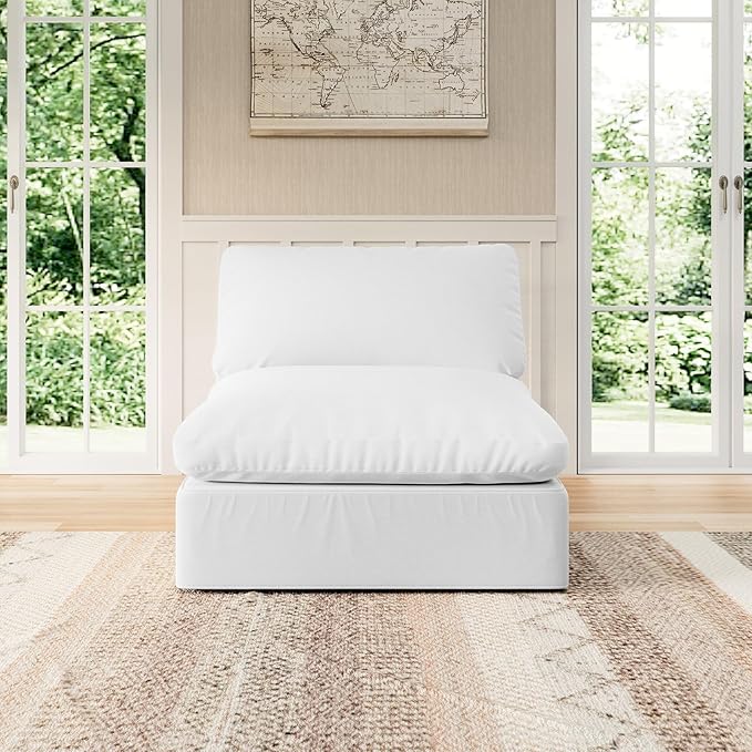 Modular Sectional Sofa Cloud Couch,Down Filled Comfy Cloud Modern Sofa,White Linen Oversized Couch Cushion Covers Removable for Living Room