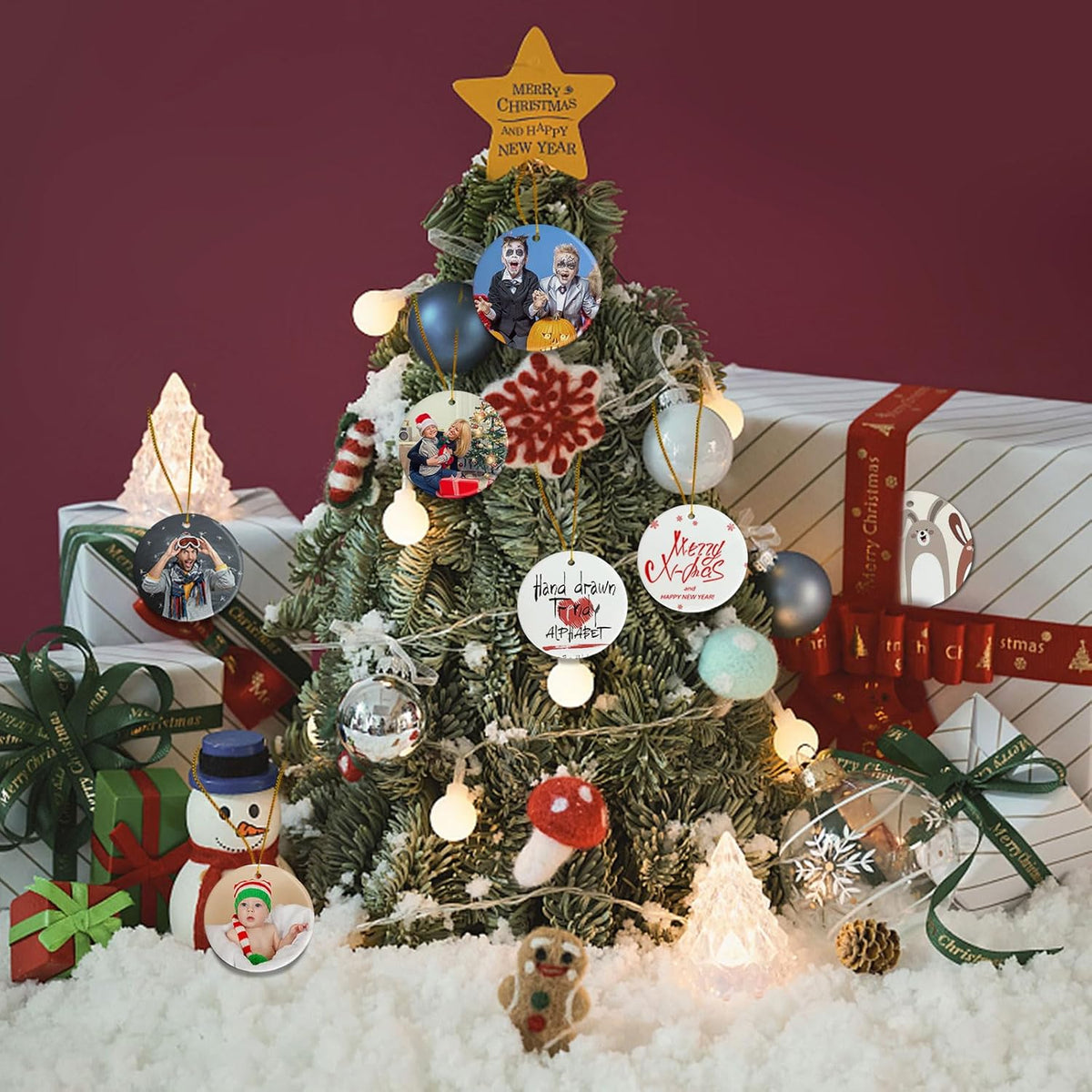 Sublimation Blanks Ornament Bulk 25pcs Personalized Christmas Ornaments Set Ceramic Ornaments White Sublimation Discs for Christmas Tree Decorations Wedding Birthday Gifts for Women Men 3"