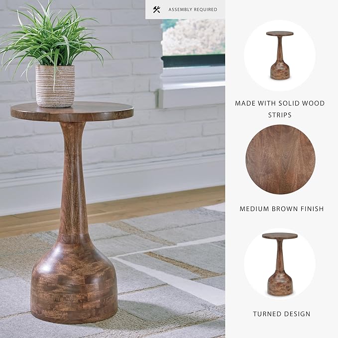 Signature Design by Ashley Joville Casual Turned-Design Accent Table, Light Brown