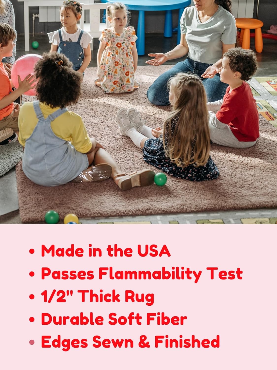 KOECKRITZ Soft and Colorful Kids Classroom Area Rugs (Passes Flammability Pill Test) Many Sizes and Bright Colors to Select from (12' Round, Surf)