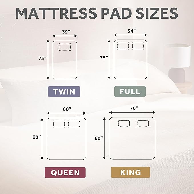 Sunbeam Electric Heated Mattress Pad Restful Quilted Extra-Cozy Fabric 12 Heat Settings 12-Hour Auto Shut-Off Deep Pocket Fit Machine Washable King 80" x 76"